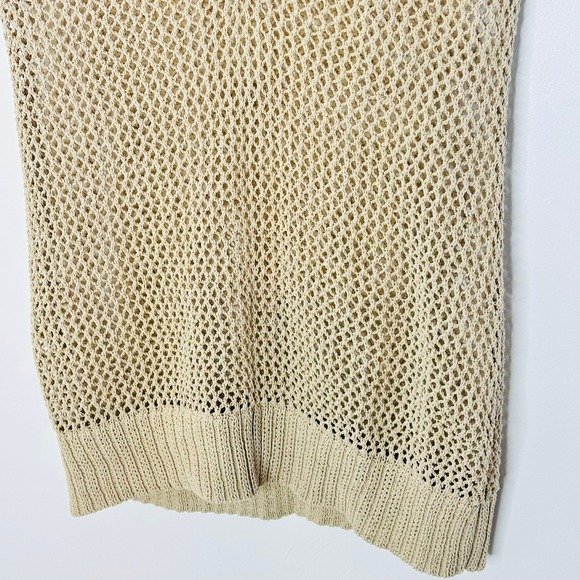 ANN TAYLOR LOFT Womens Tan open Knit Sweater Vest Size S Coastal Chic beachy - Picture 2 of 7